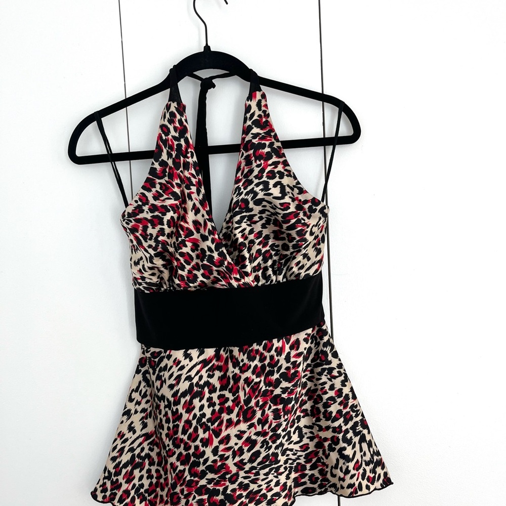 Y2K Leopard Print Halter Top